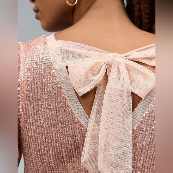 Anthropologie Sarah Hann Sequined Puff Sleeve Top NWT - Picture 16 of 16